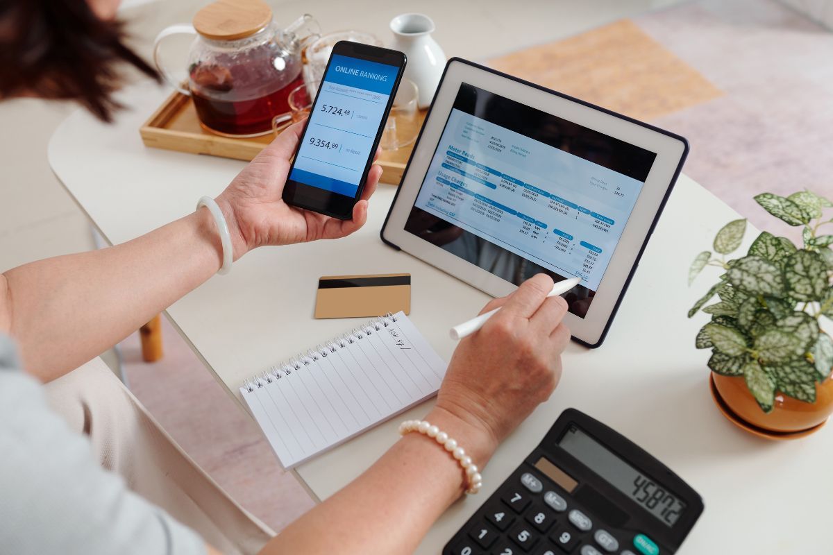 person looking at online utility bills