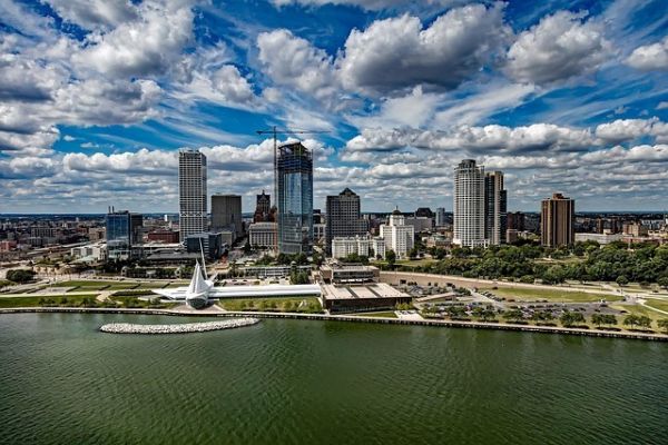 MIlwaukee skyline from Lake Michigan