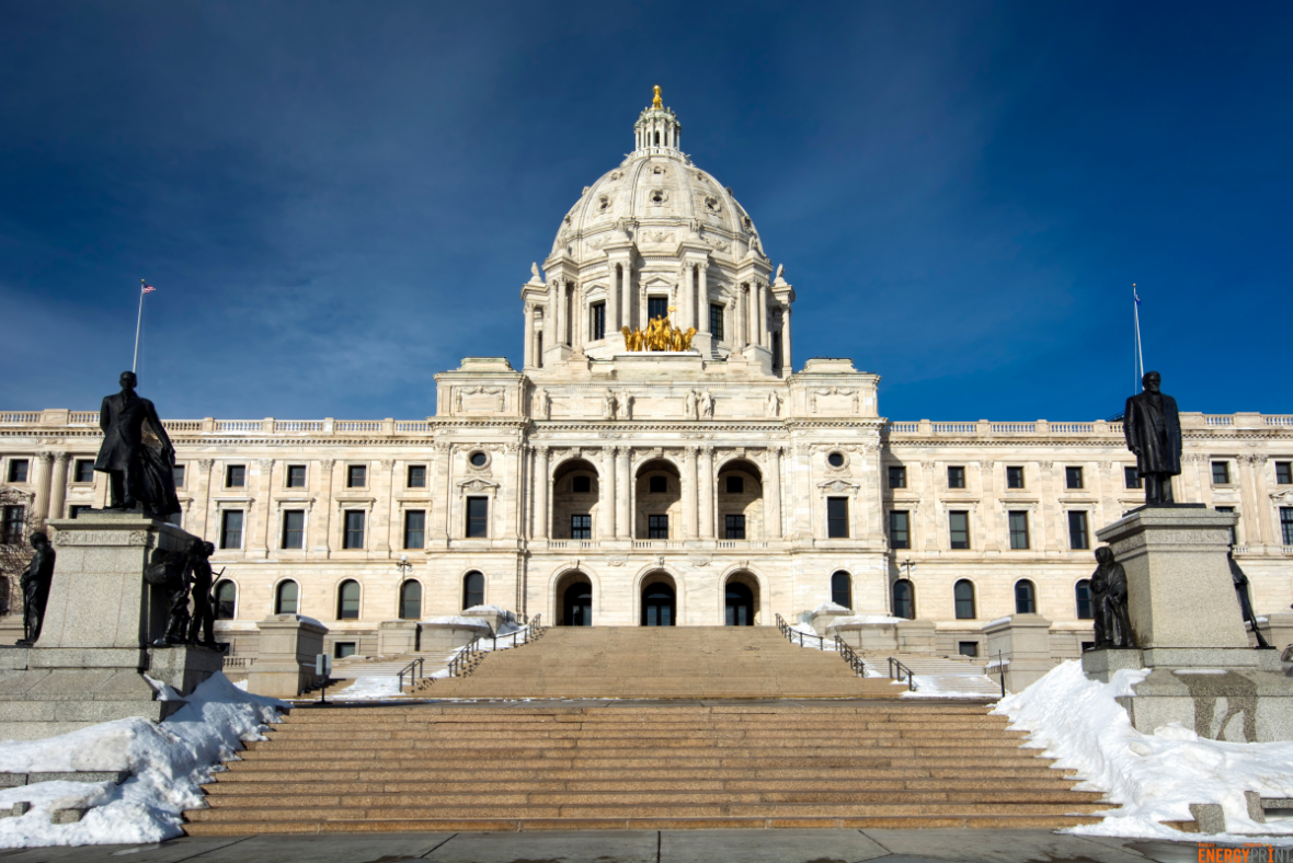 Minnesota State Capitol building in winter.